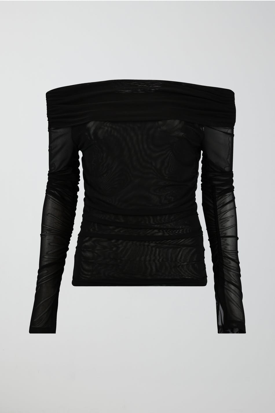 Ruched offshoulder mesh top