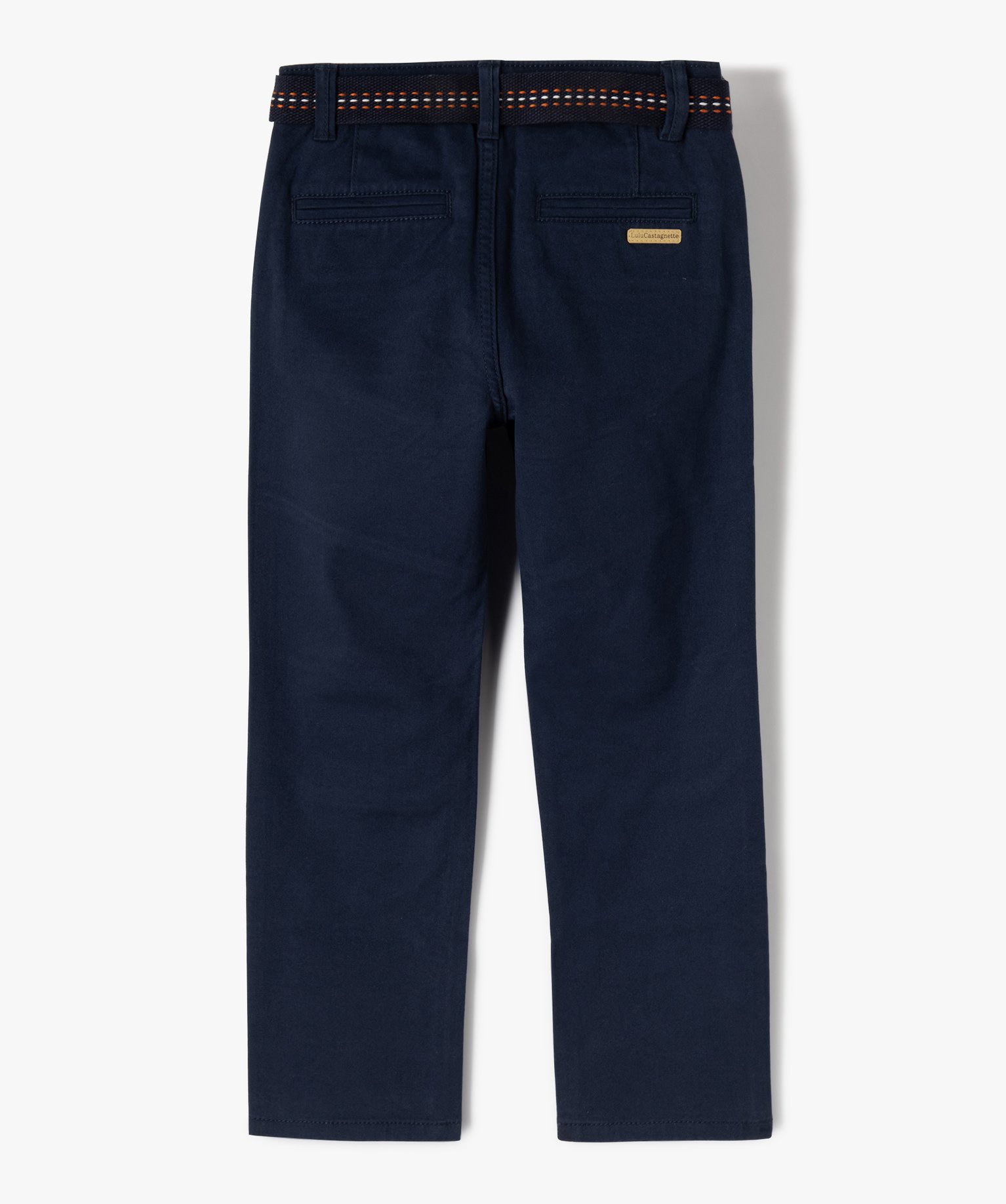 Pantalon en toile avec ceinture Garçon - LuluCastagnette marine | GEMO