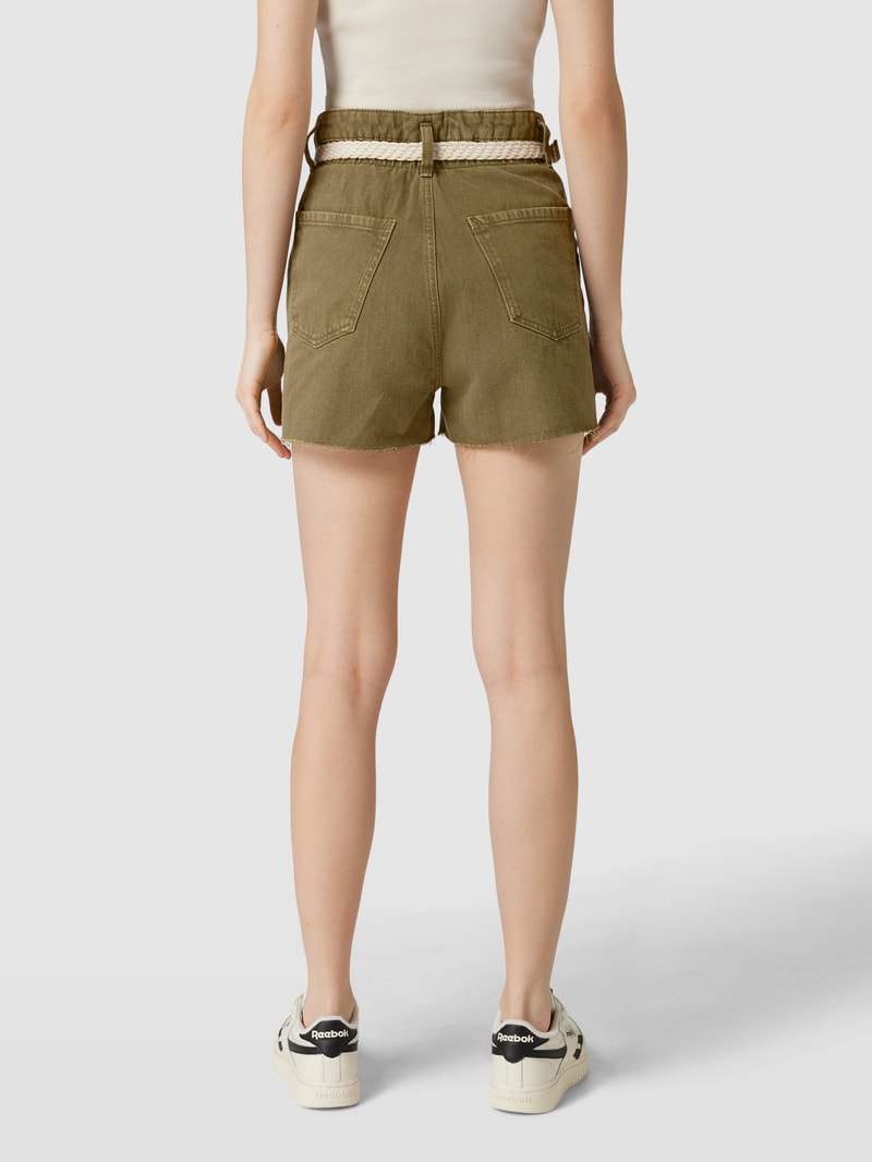 Jeansshorts aus Baumwolle mit Gürtel in khaki
