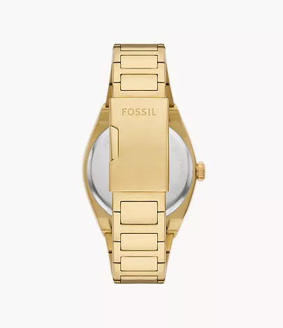 Fossil Uhr Everett 3-Zeiger-Werk Datum Edelstahl goldfarben