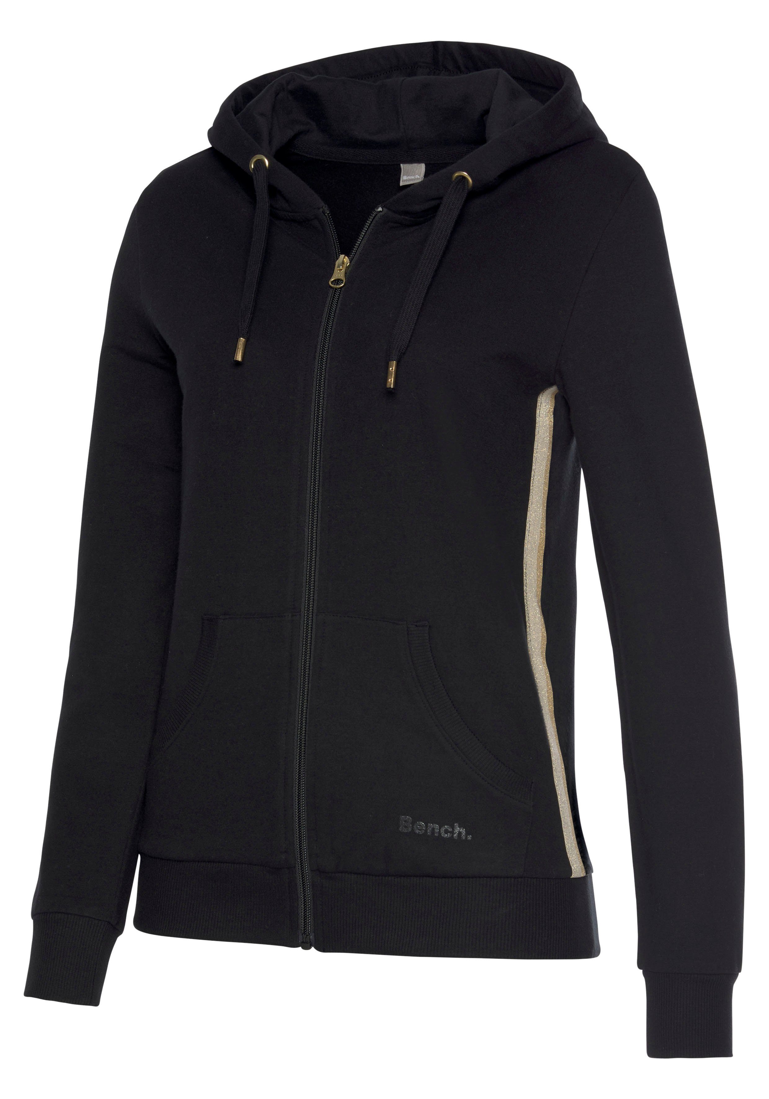 Bench. Loungewear Kapuzensweatjacke mit Glitzer Streifen, Loungeanzug