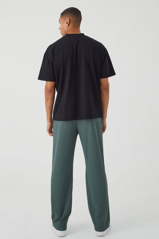 Gerippte Ottoman Jogginghose mit geradem Bein