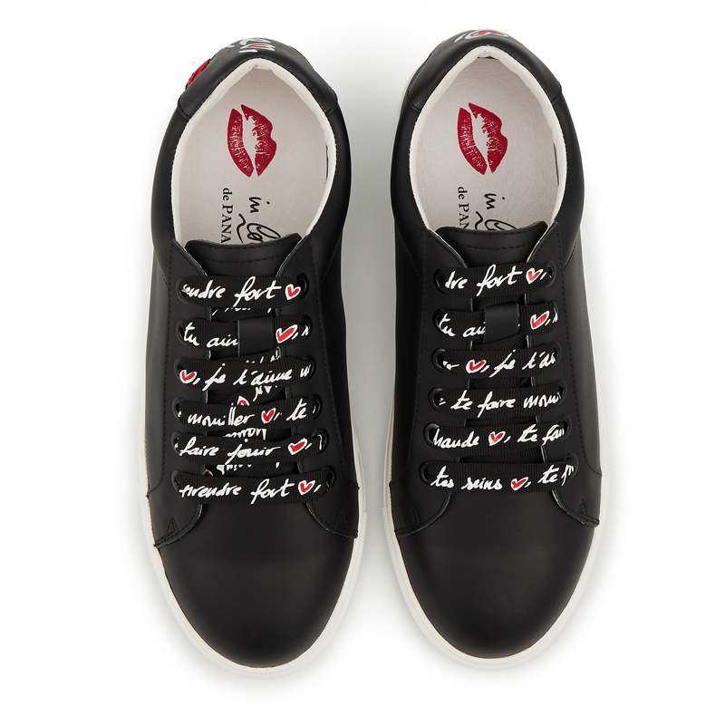 Baskets en cuir Simone in love lacets noir