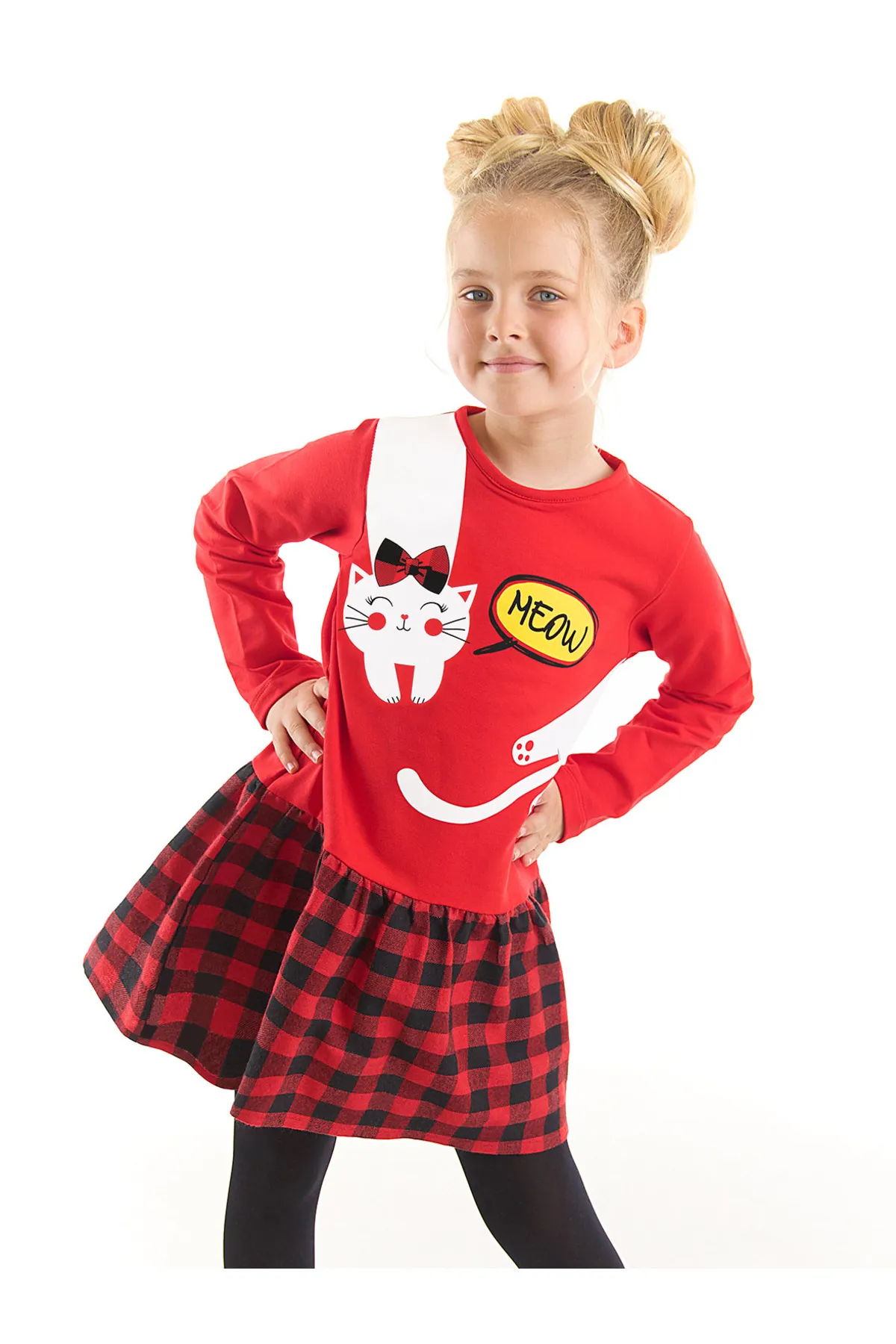 Denokids  Rotes kariertes Kleid für Mädchen von White Cat