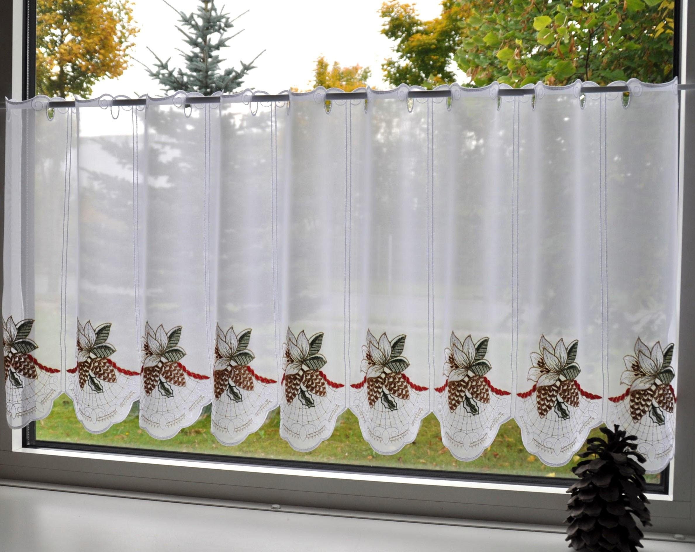 Scheibengardine Christrose, Stickereien Plauen, Stangendurchzug (1 St), transparent, Voile
