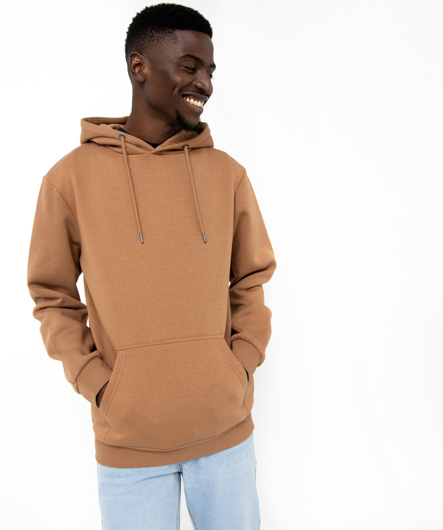 Sweat homme à capuche intérieur molletonné marron | GEMO