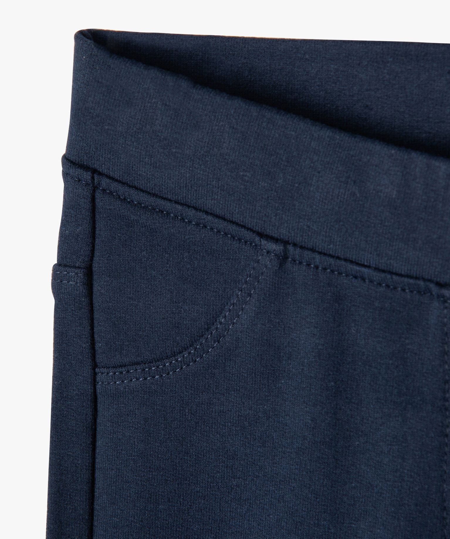 Leggings uni en coton extensible fille marine | GEMO
