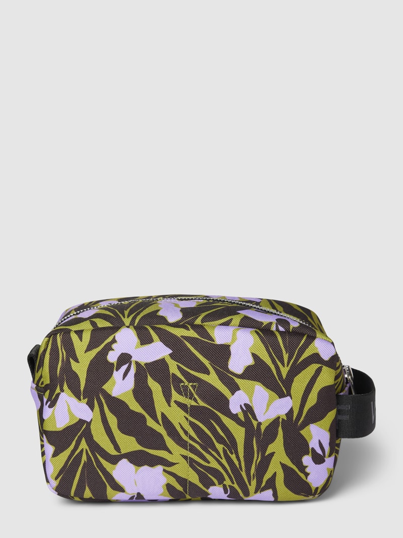 Kosmetiktasche mit Label-Patch Modell 'Adri' in olivgrün