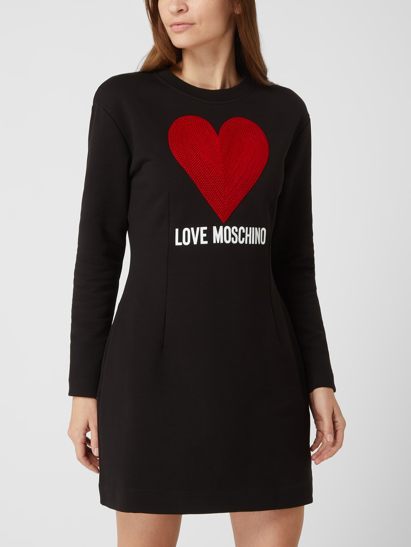 Sweatkleid mit Pailletten in schwarz