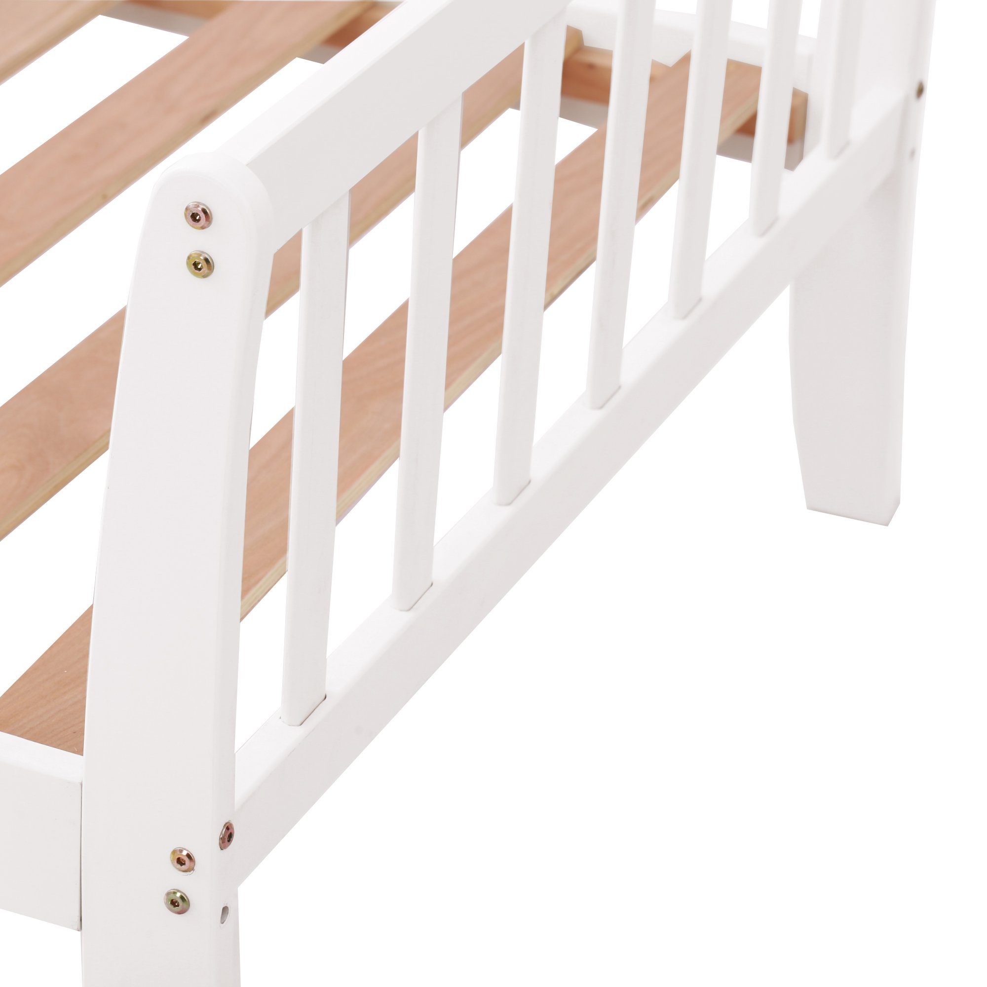 Celya Holzbett Doppelbett,Jugendbett,mit Schubladen zur Aufbewahrung, Rahmen aus Kiefernholz, 90x200cm, weiß