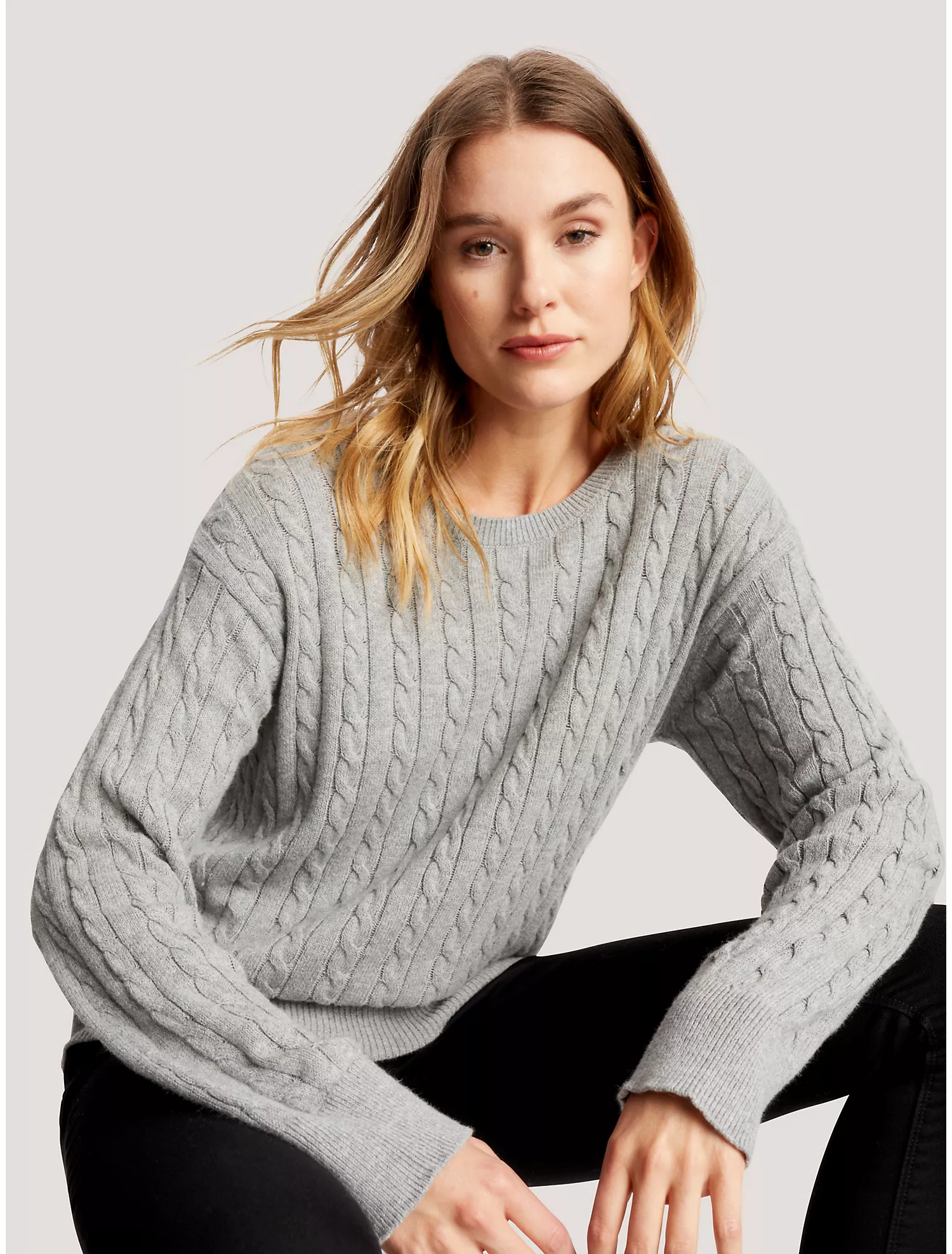 Relaxed Fit Cable Knit Sweater