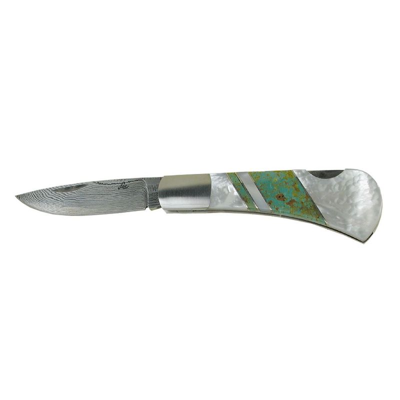 Santa Fe Stoneworks Damascus Folder \/ Vintage-Messer