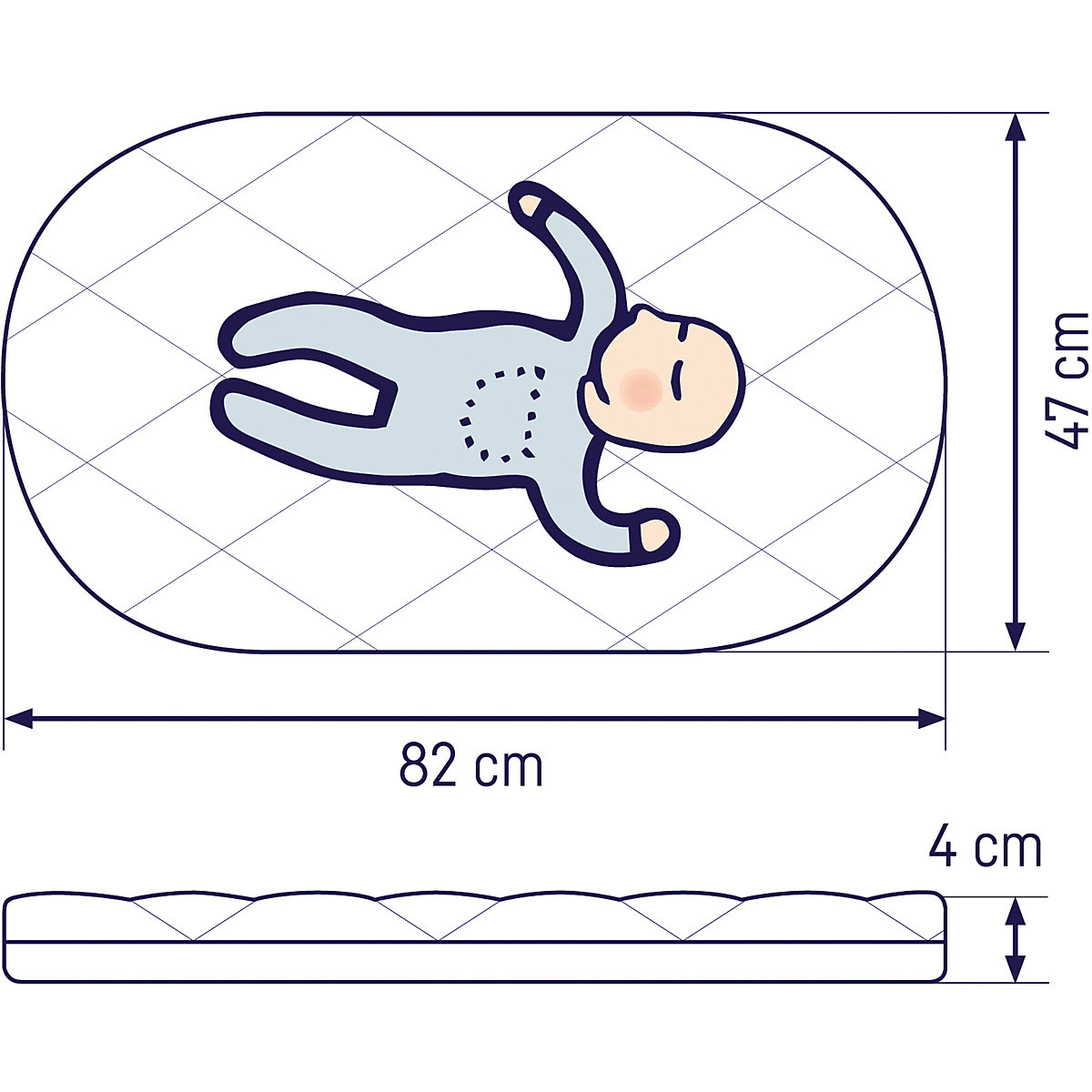 Baby Matratze Allegro für Stubenwagen XL, 82 x 47 cm