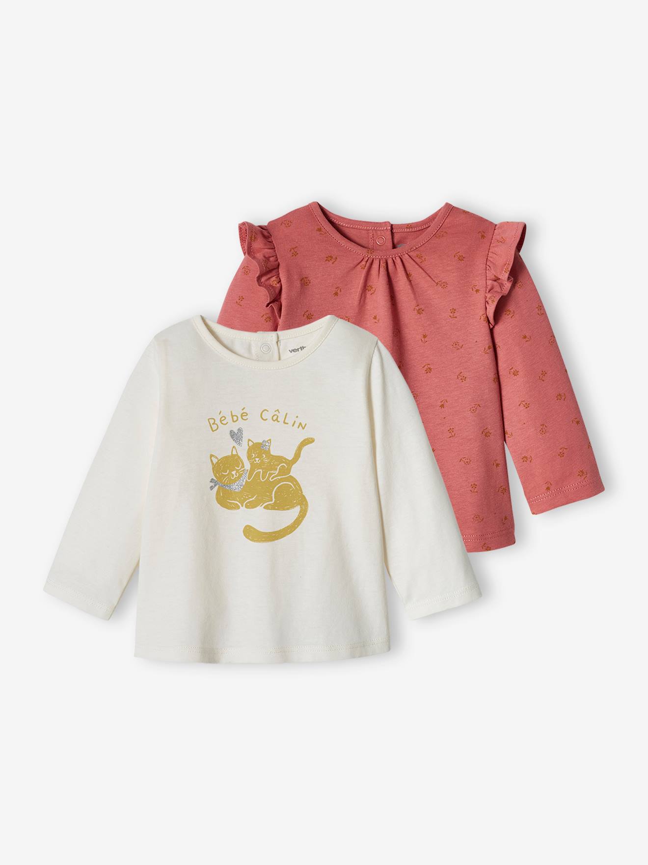 Lot de 2 T-shirts basics bébé manches longues jaune pâle
