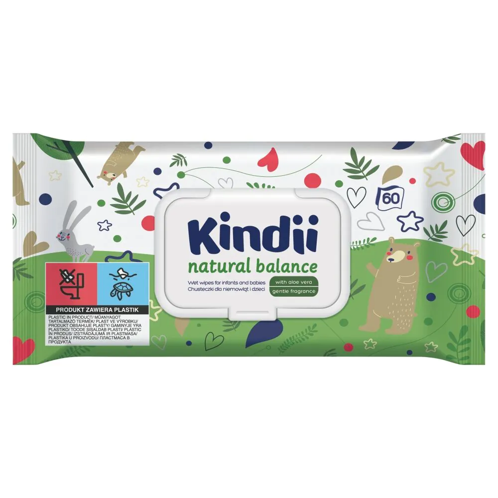 Cleanic KindiiNaturals Balance влажне марамице за бебе и децу, 60 ком.