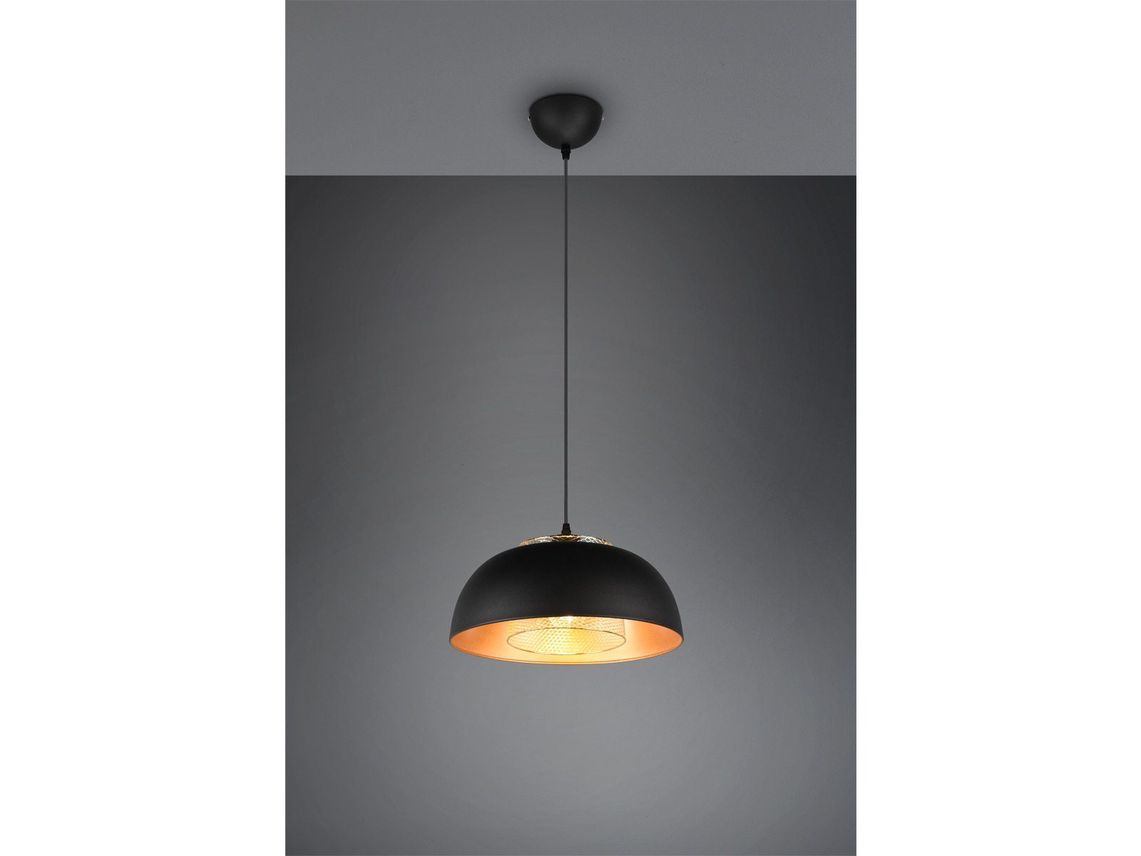 meineWunschleuchte LED Pendelleuchte, Dimmfunktion, LED wechselbar, warmweiß, Designer Esstischlampe einflammig über Kücheninsel Schwarz Gold, 35cm