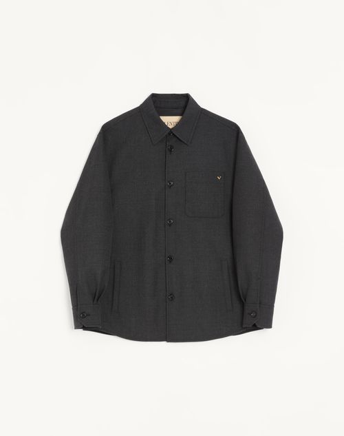 Jaqueta camisa Valentino em gabardine de nylon com detalhes dourados.