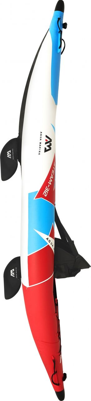 PureHaven Aqua Marina Kajak 312x83 cm für 1 Person mit Luftsitz verstellbarer Lehne Transporttasche Reparaturset und Handpumpe strapazierfähig Blau/Weiß/Rot