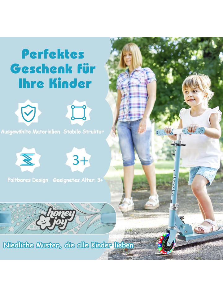 COSTWAY Scooter mit LED-Räder ab 3 Jahren in Hellblau günstig kaufen onesize