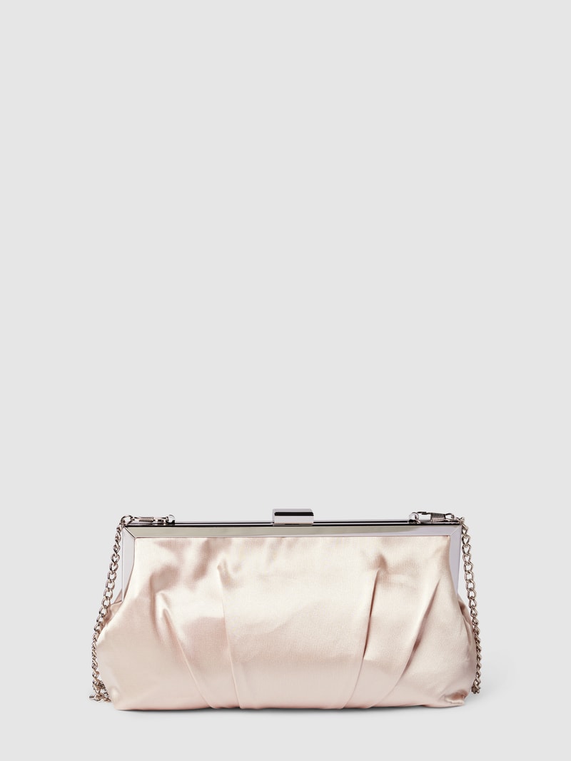 Clutch in Glanz-Optik mit Raffungen in metallic beige meliert