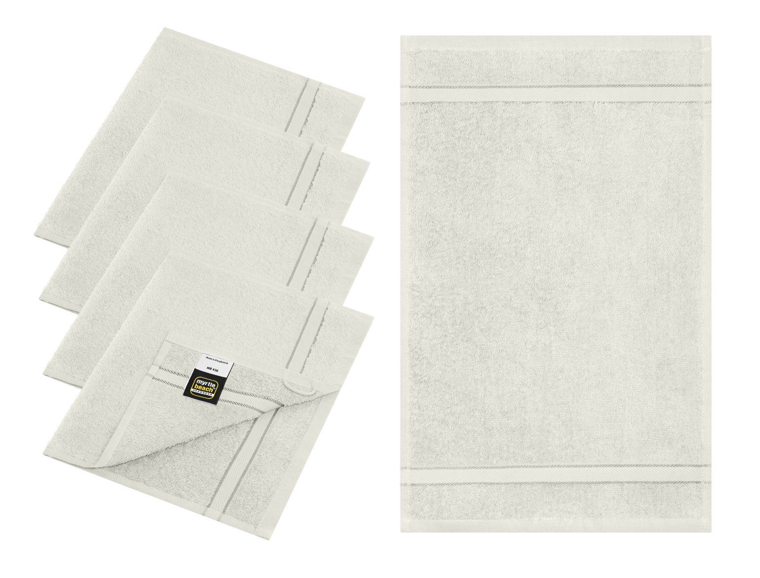 Myrtle Beach Gästehandtücher 5er-Pack Praktisches Gästehandtuch für Gastronomie und Zuhause MB436, Baumwolle (5-St), 30 x 50 cm