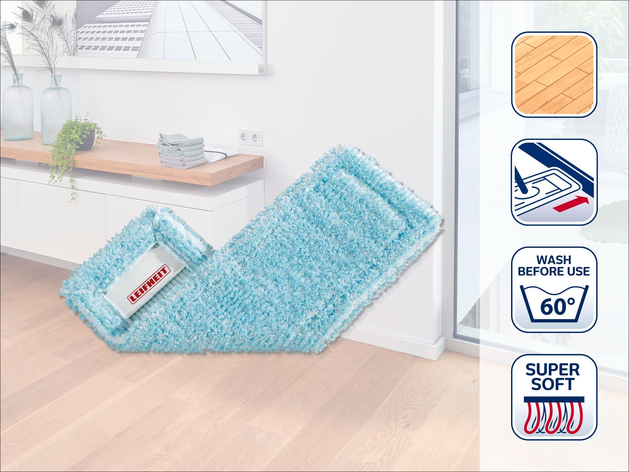 Leifheit Wischbezug Profi XL super soft 2er Set Wischbezug