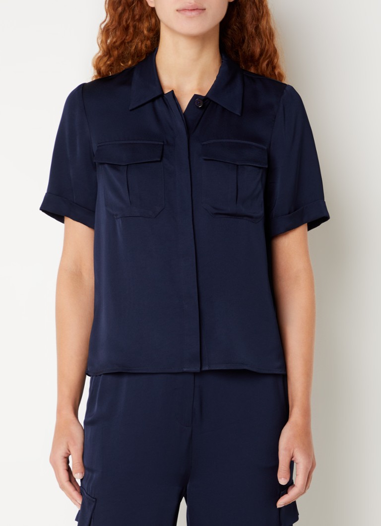 L.K.Bennett  Luna blouse van satijn met borstzakken