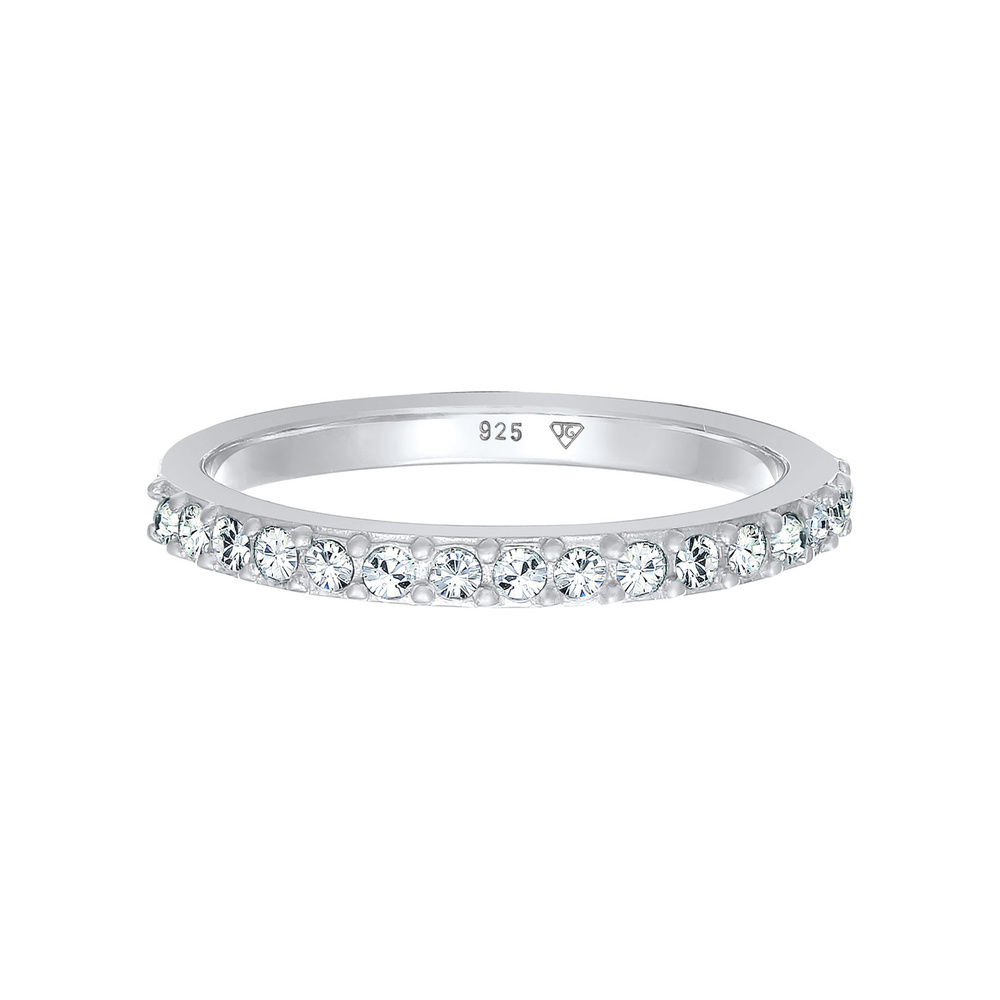 Elli Elli Bague Femmes Bande Mémoire élégant avec Cristal en Argent Sterling 925 Bague