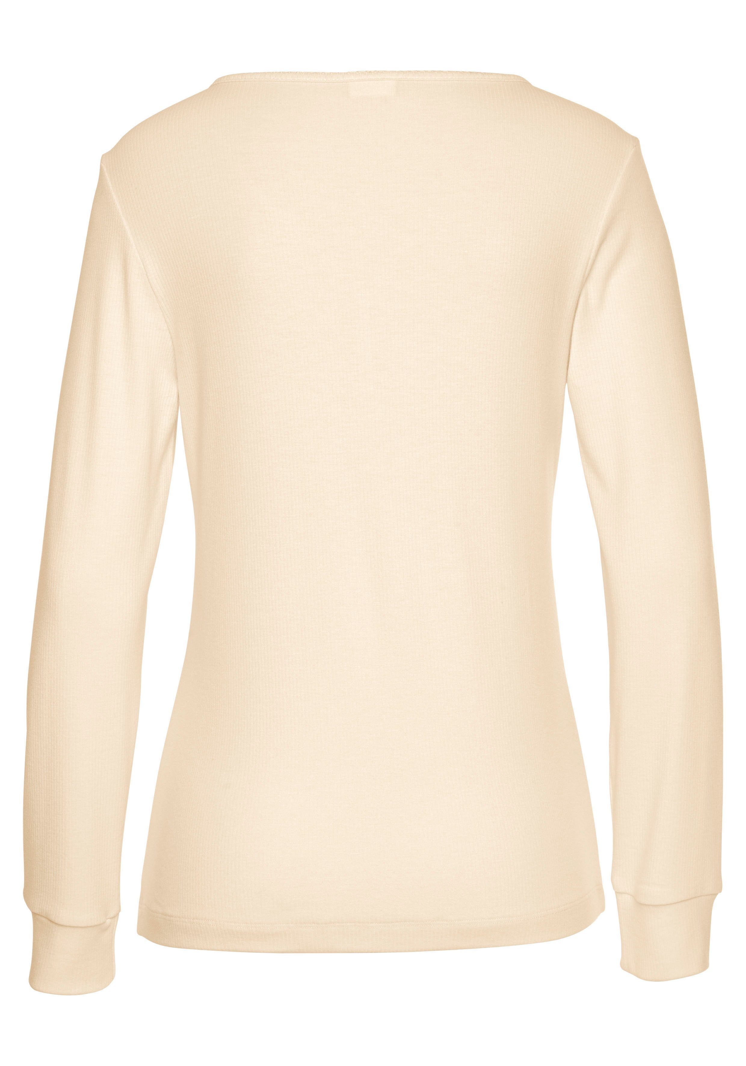 LASCANA Pyjama (2 tlg., 1 Stück) mit geripptem Langarmshirt