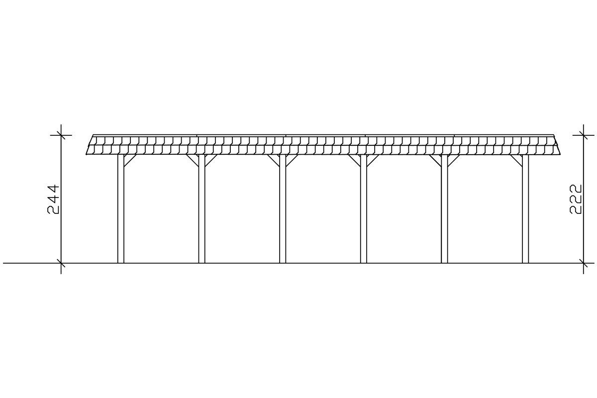 Skanholz Einzelcarport Spreewald, BxT: 396x893 cm, 209 cm Einfahrtshöhe