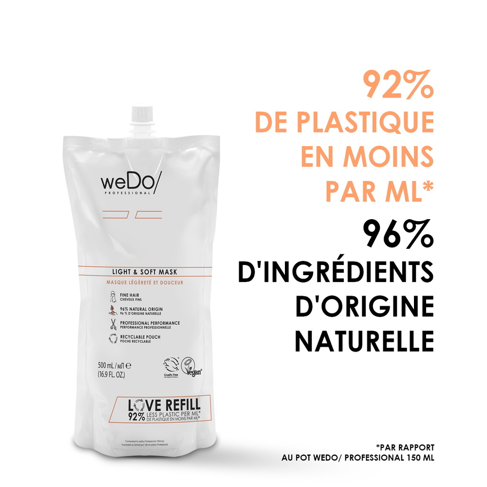 wedo Masque cheveux Vegan Légèreté et Douceur recharge pour cheveux fins Masque vegan sans silicone pour cheveuxfins