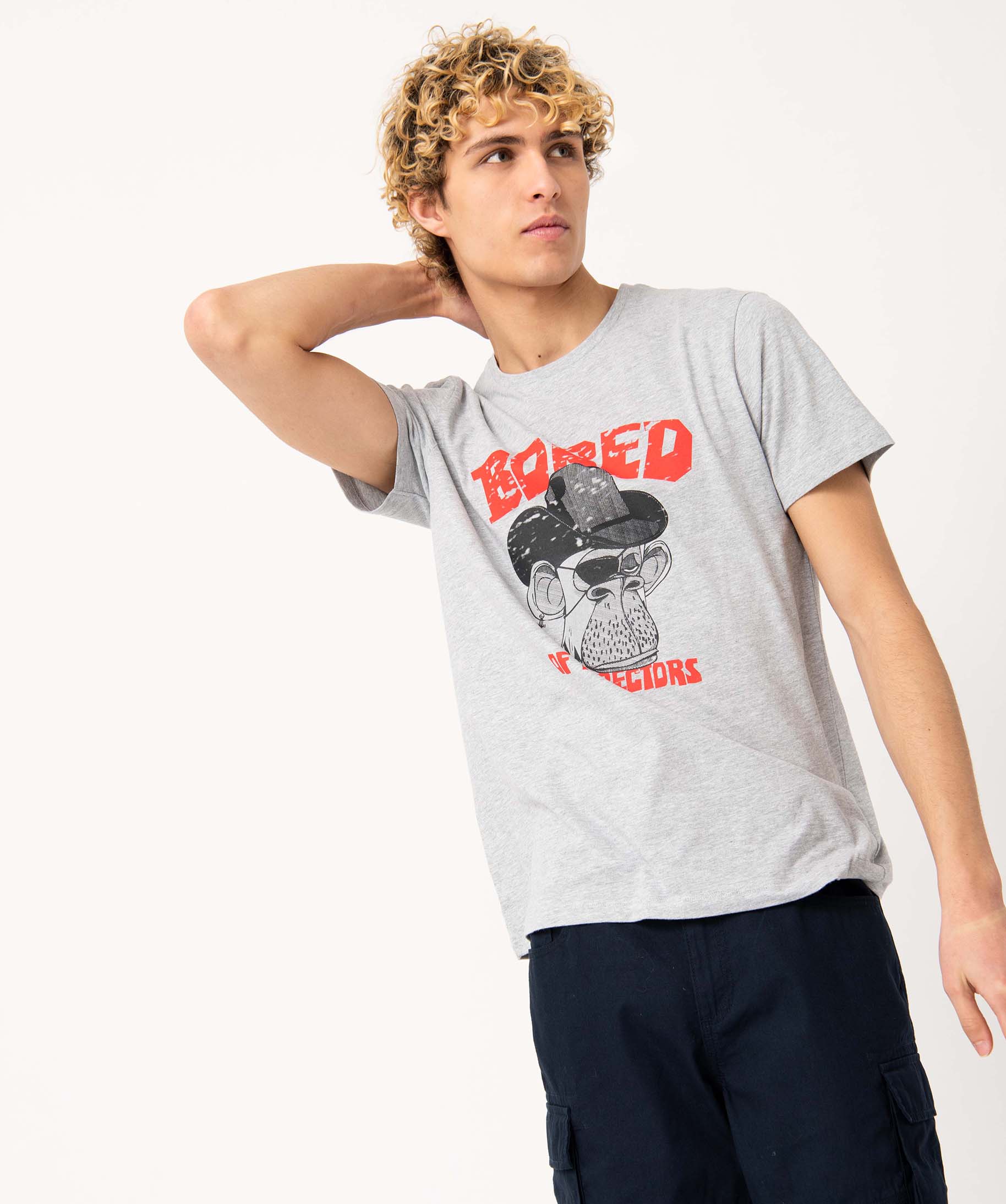 Tee-shirt homme imprimé à manches courtes - Bored of Direc... gris clair | GEMO