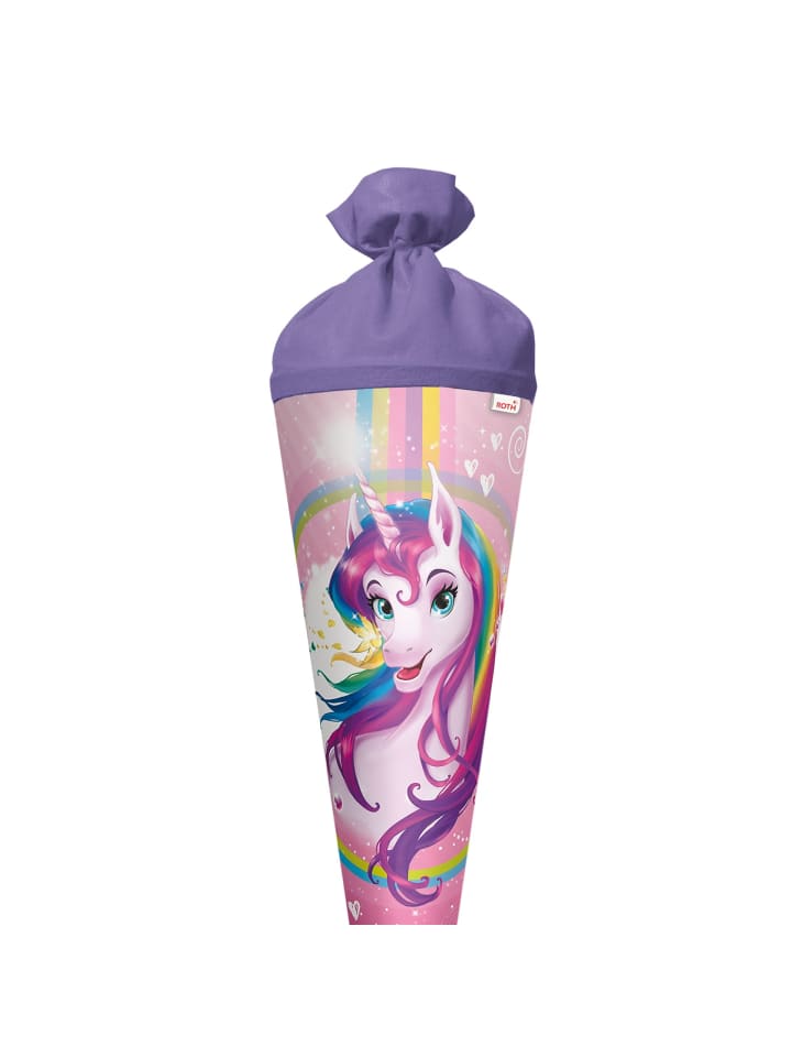 ROTH Set Schultüte groß Einhorn-Portrait 70 cm mit LED-Schleife in Bunt günstig kaufen onesize