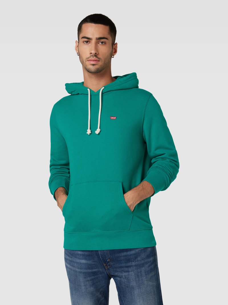 Hoodie mit Label-Stitching Modell 'NEW ORIGINAL' in grün