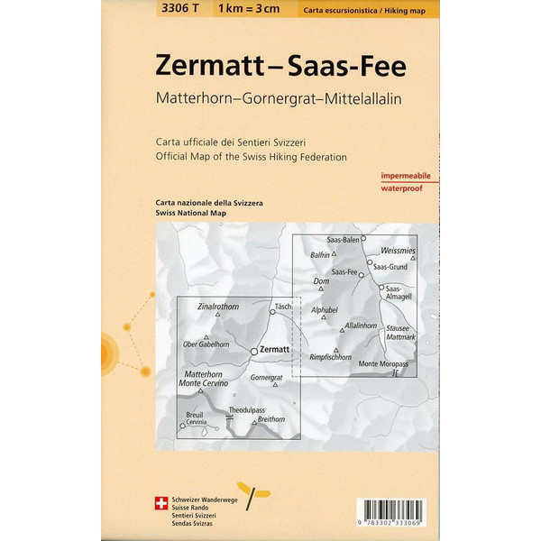 Swisstopo 1 : 33 333 Zermatt - Saas Fee - Wanderkarte