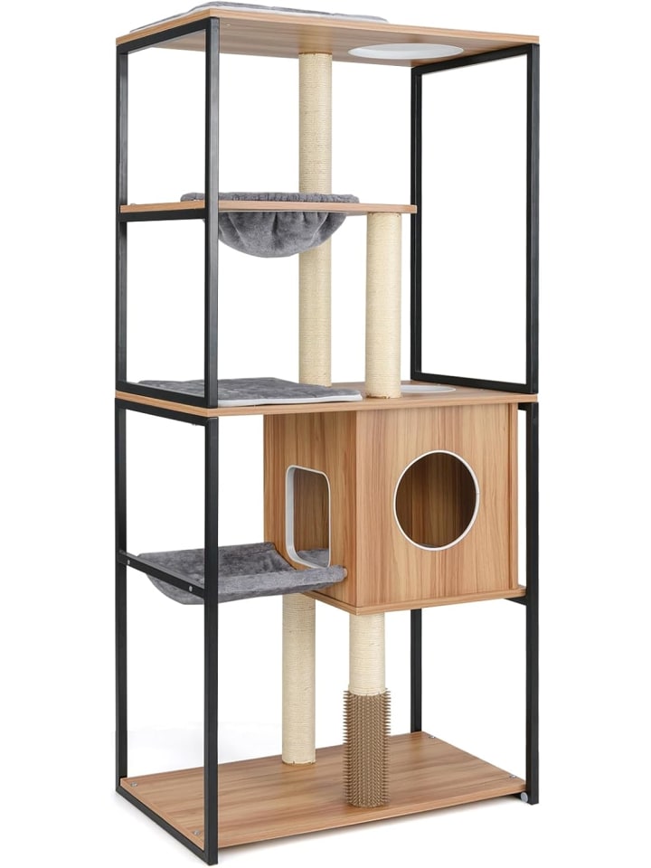 COSTWAY 160cm Kratzbaum Holz in Hellbraun günstig kaufen onesize