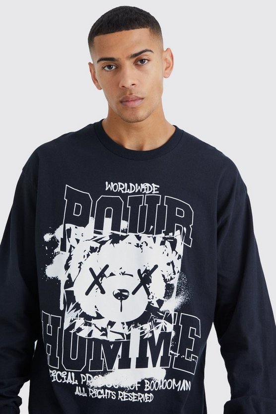 Langärmliges Oversize T-Shirt mit Print