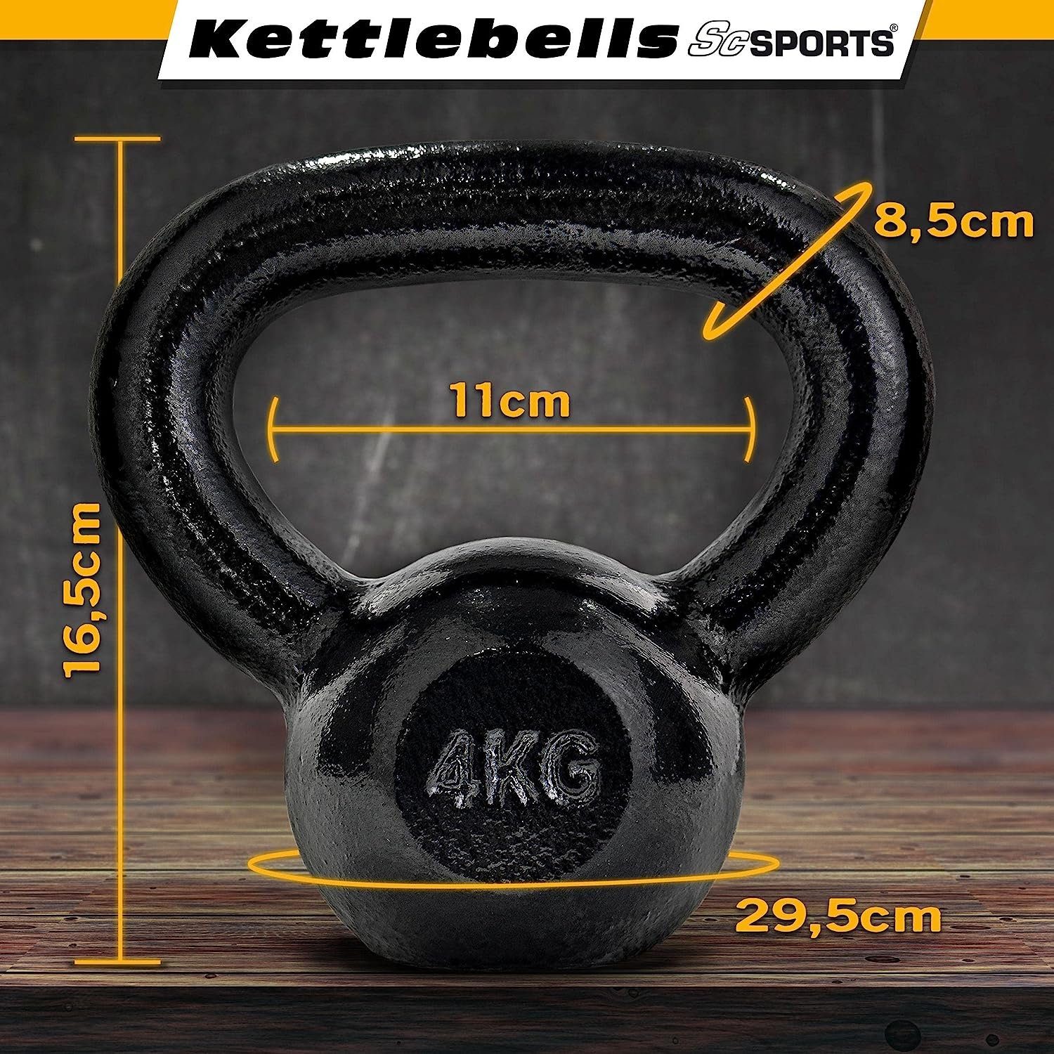 ScSPORTS® Kettlebell 4-28 kg Gusseisen Kugelhantel Kugelgewicht Schwunghantel