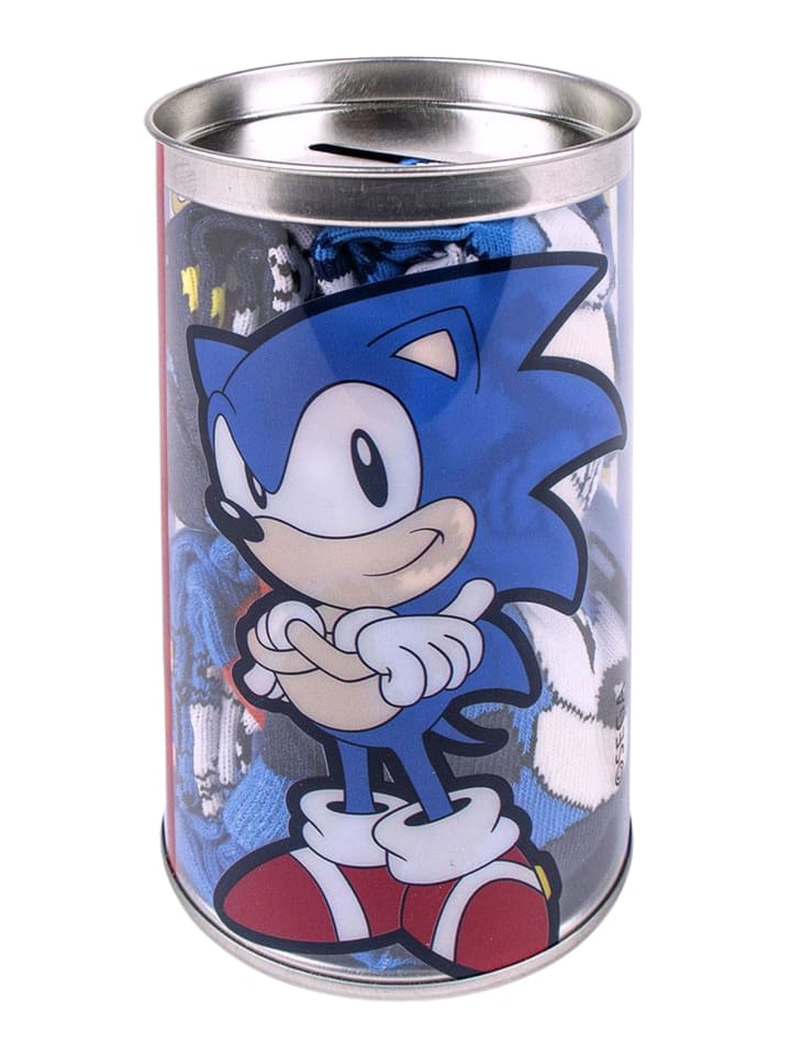 Sonic 4er - Pack Kindersocken Sonic The Hedgehog Geschenkset mit Spardose  in Blau günstig kaufen