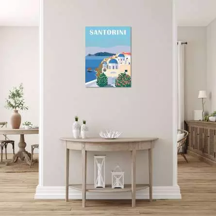 CreArt Leinwand Farbenfrohes Santorini - Malen nach Zahlen für Erwachsene