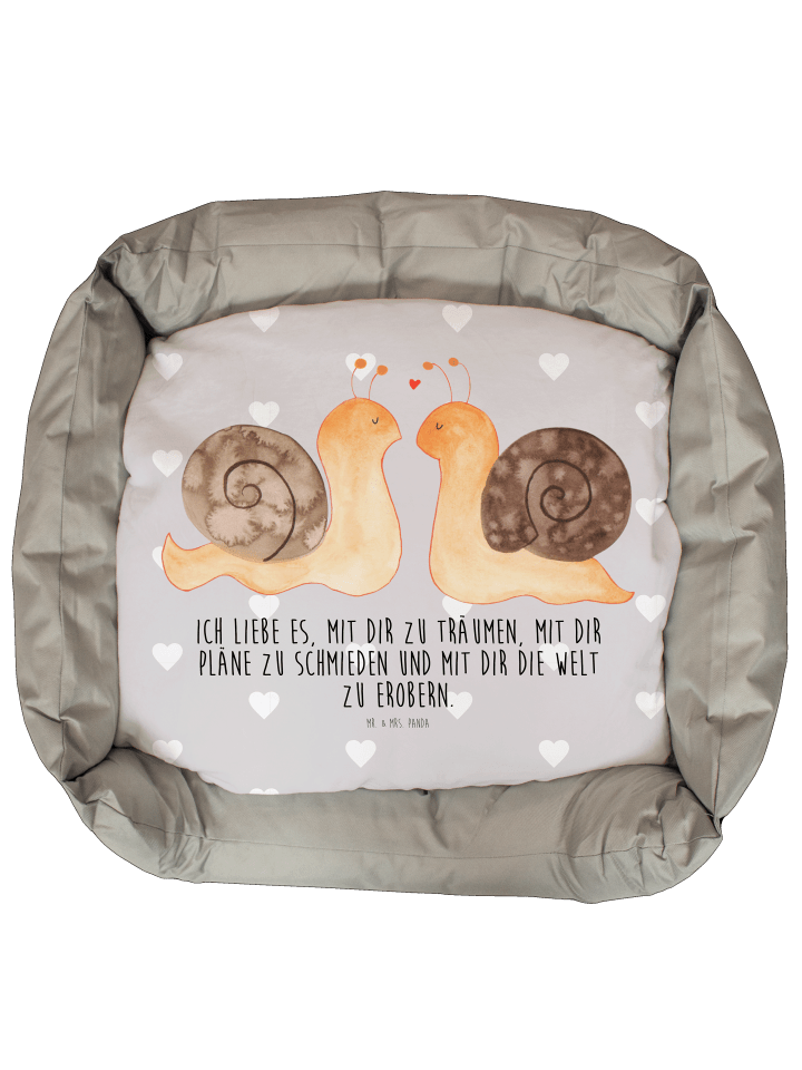 Mr. & Mrs. Panda Katzenbett Schnecken Liebe mit Spruch in Grau Pastell günstig kaufen onesize