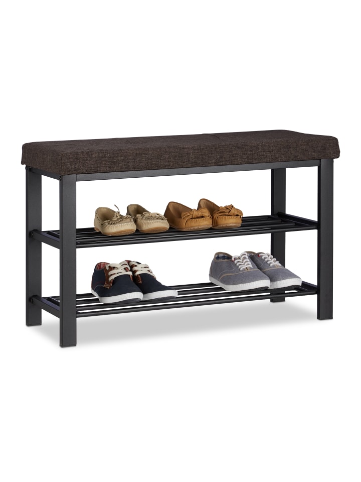relaxdays Schuhbank in Braun - (B)81 x (H)50 x (T)32 cm günstig kaufen onesize