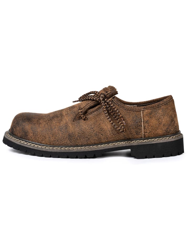 PAULGOS Haferlschuh Trachten Schnürschuh Echtleder ANTIK in Whiskybraun günstig kaufen