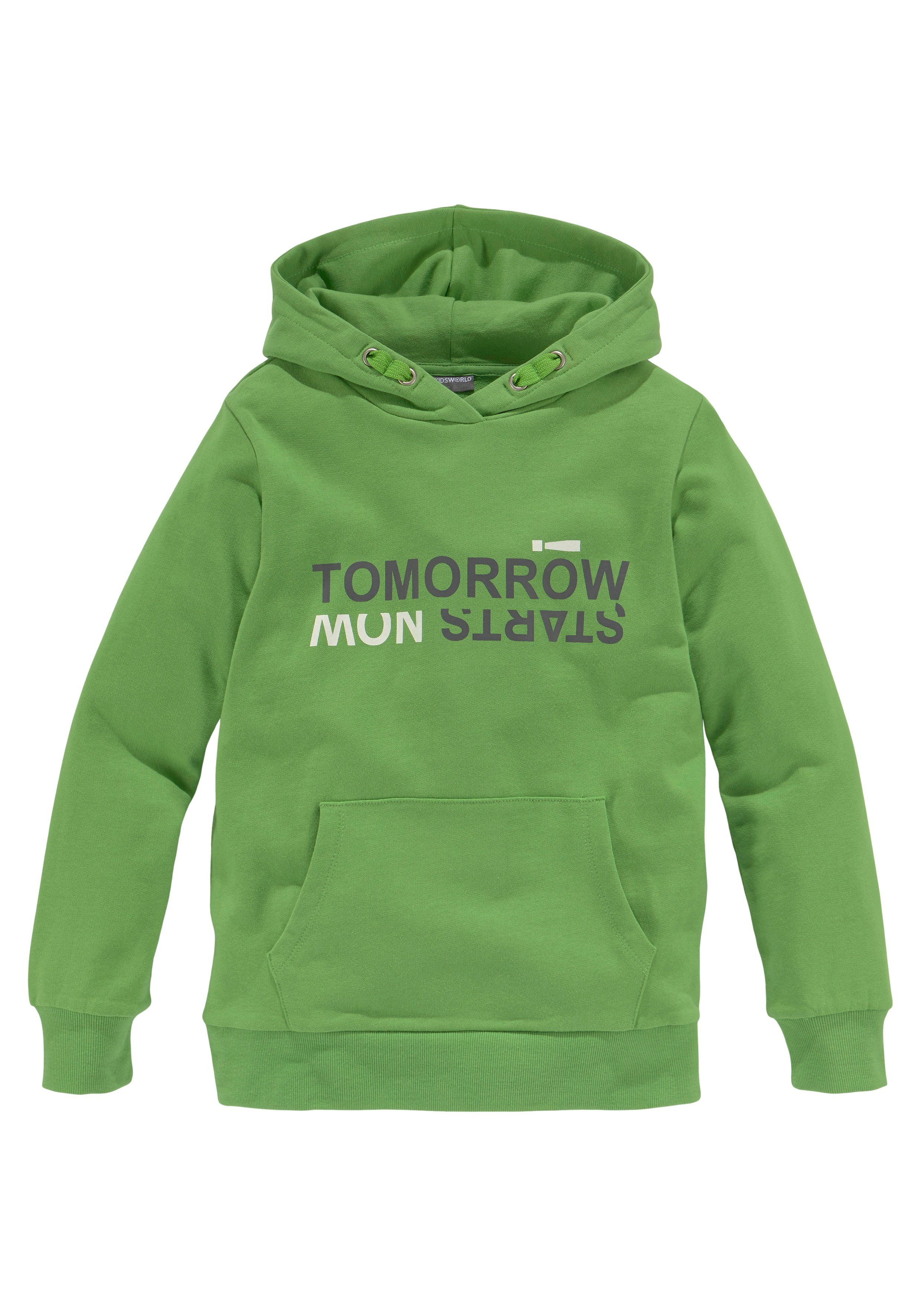 KIDSWORLD Kapuzensweatshirt TOMORROW STARTS NOW! Spruch