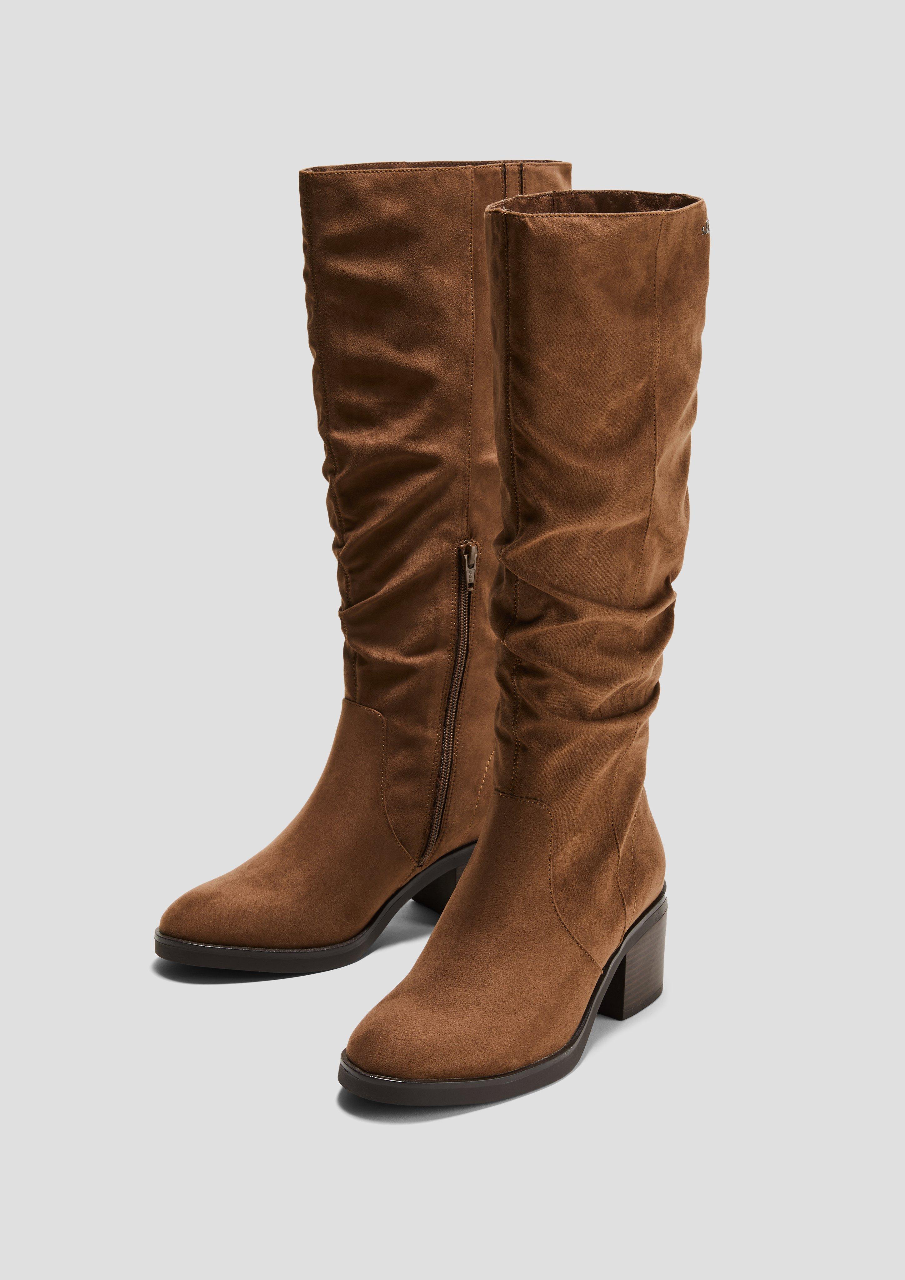 Langschaftstiefel in Veloursleder-Optik  6008565-348