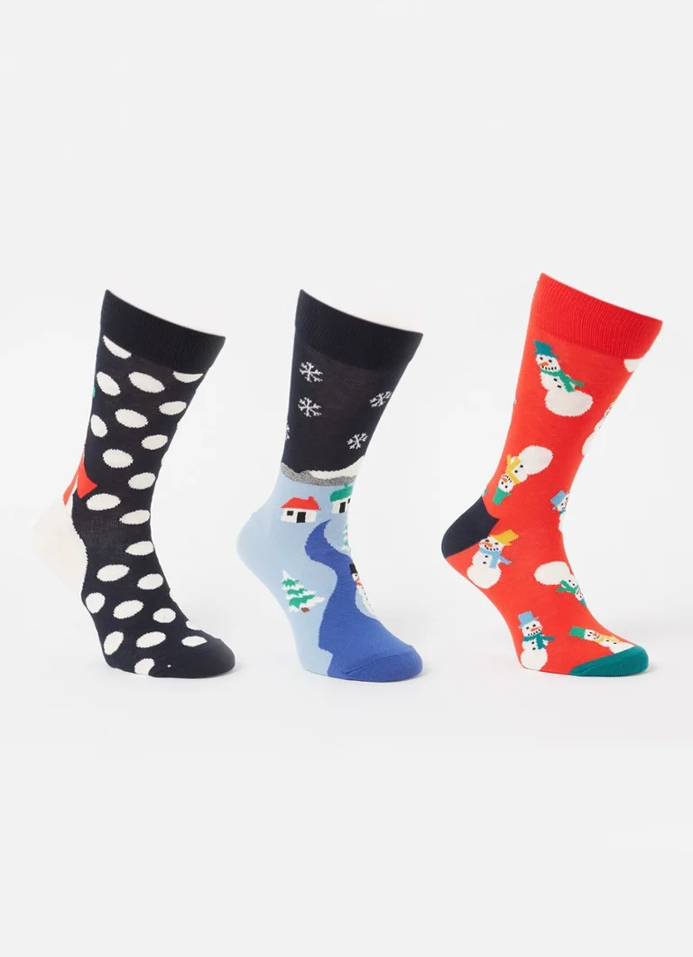 Čarape Happy Socks Snowman s printom u poklon kutiji od 3 komada
