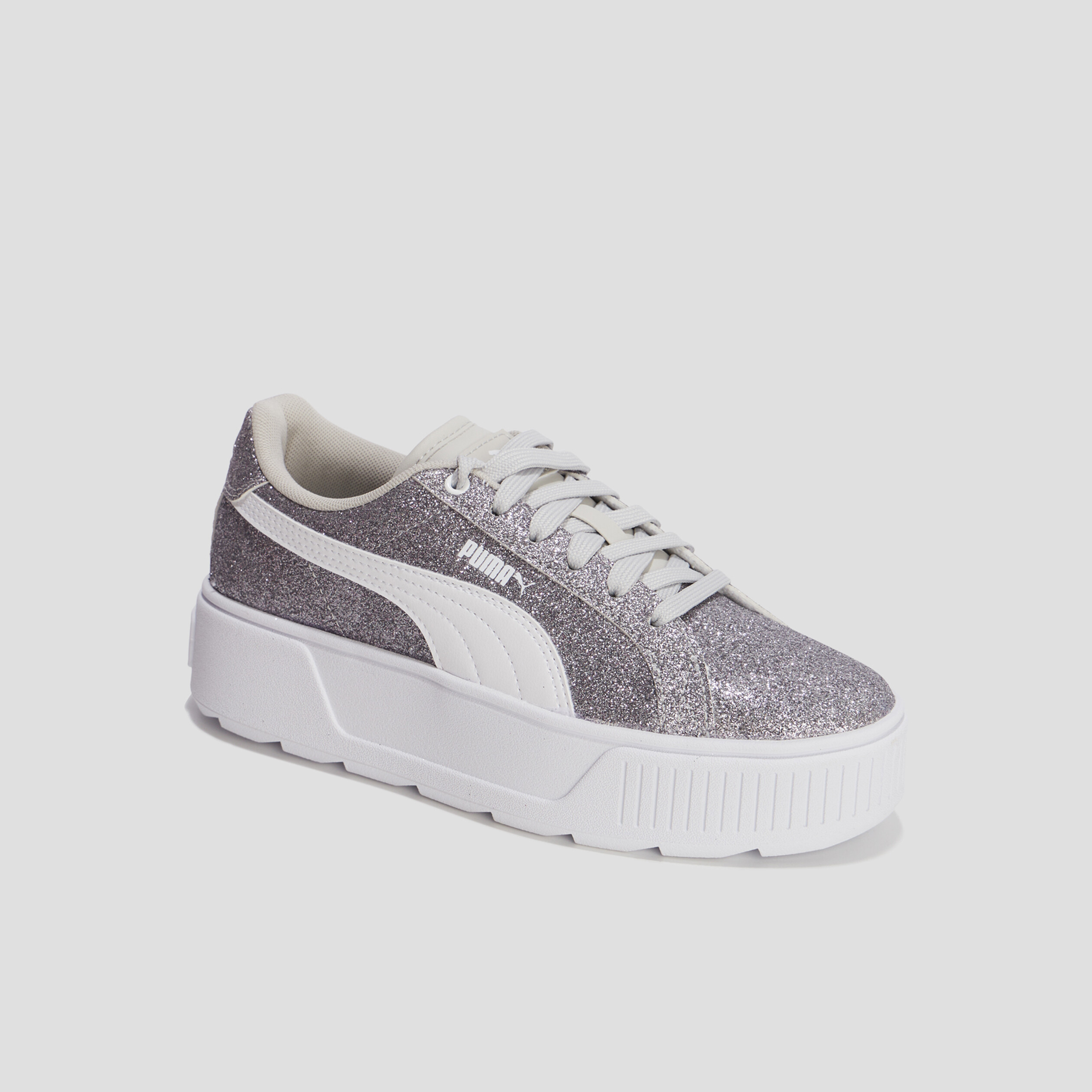 Tennis plateformes à lacets Puma gris argent fille | La Halle