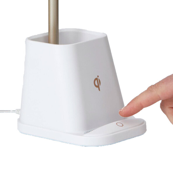LED-Schreibtischlampe mit Wireless Charging, weiß