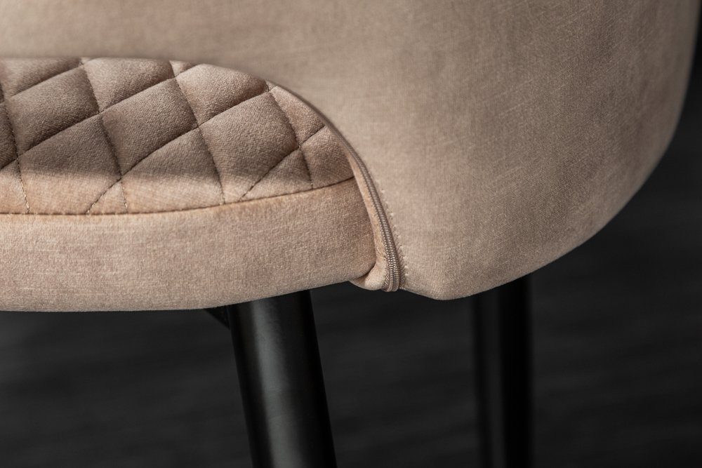 riess-ambiente 4-Fußstuhl PARIS greige / schwarz gold (Einzelartikel, 1 St), Esszimmer · Samt · Metall · mit Armlehne · Retro