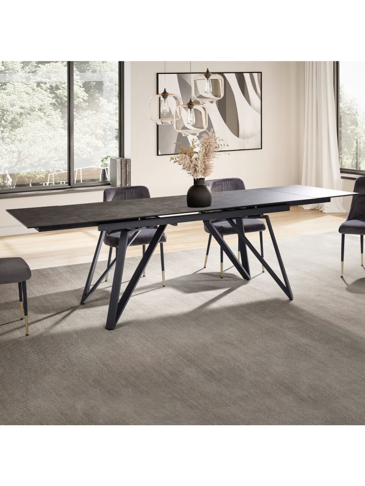KADIMA DESIGN Esszimmertisch 180 - 260 cm Ausziehbar Keramik Glas , in Schwarz günstig kaufen onesize
